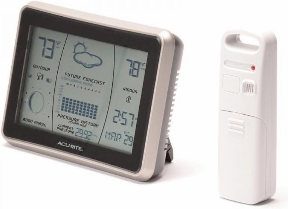 AcuRite Wireless Weather Forecaster with Intelli-Time, Gray with Silver Bezel