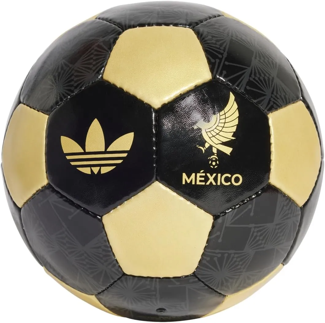 adidas Mexico Gold Kit Club Soccer Ball - Special Collection Soccer Ball in Black and Gold Colors with Trefoil and Team Badge, Size 5, Requires Inflation