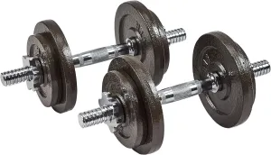 Adjustable Dumbbell Set, 40LB Cast Iron Weight Plates with Contoured Handles, Includes Connector for Barbell Conversion, Space-Saving for Home Gym