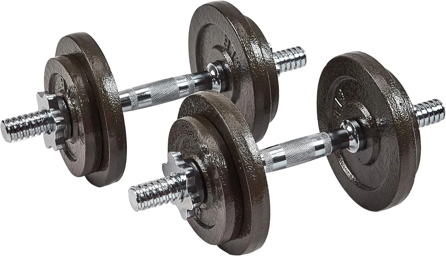 Adjustable Dumbbell Set, 40LB Cast Iron Weight Plates with Contoured Handles, Includes Connector for Barbell Conversion, Space-Saving for Home Gym