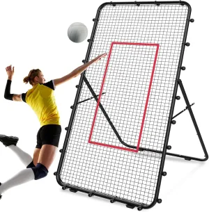 Adjustable Volleyball Rebounder Net 7x4 FT, Steel Frame & High-Tension PE Netting, Durable & Portable Volleyball Training Equipment Practice for Improving Volleying, Bumping, Spiking Skills