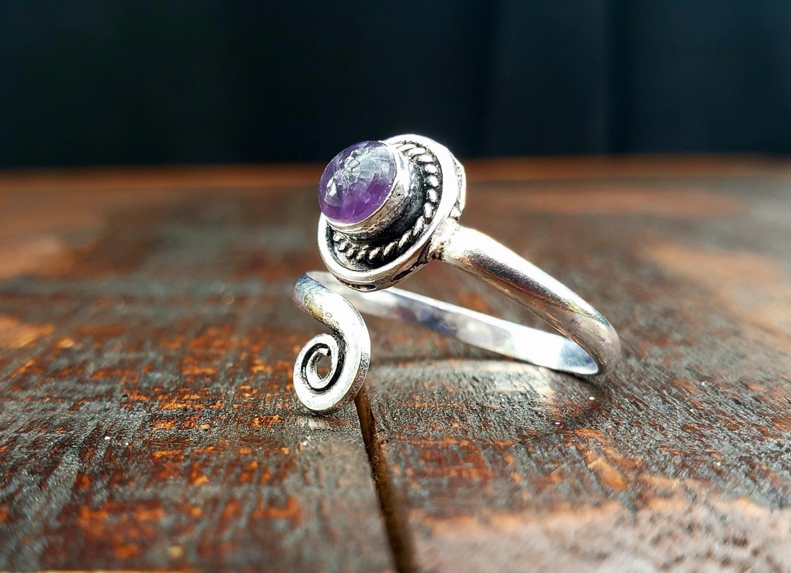 Adjustable Amethyst Ring