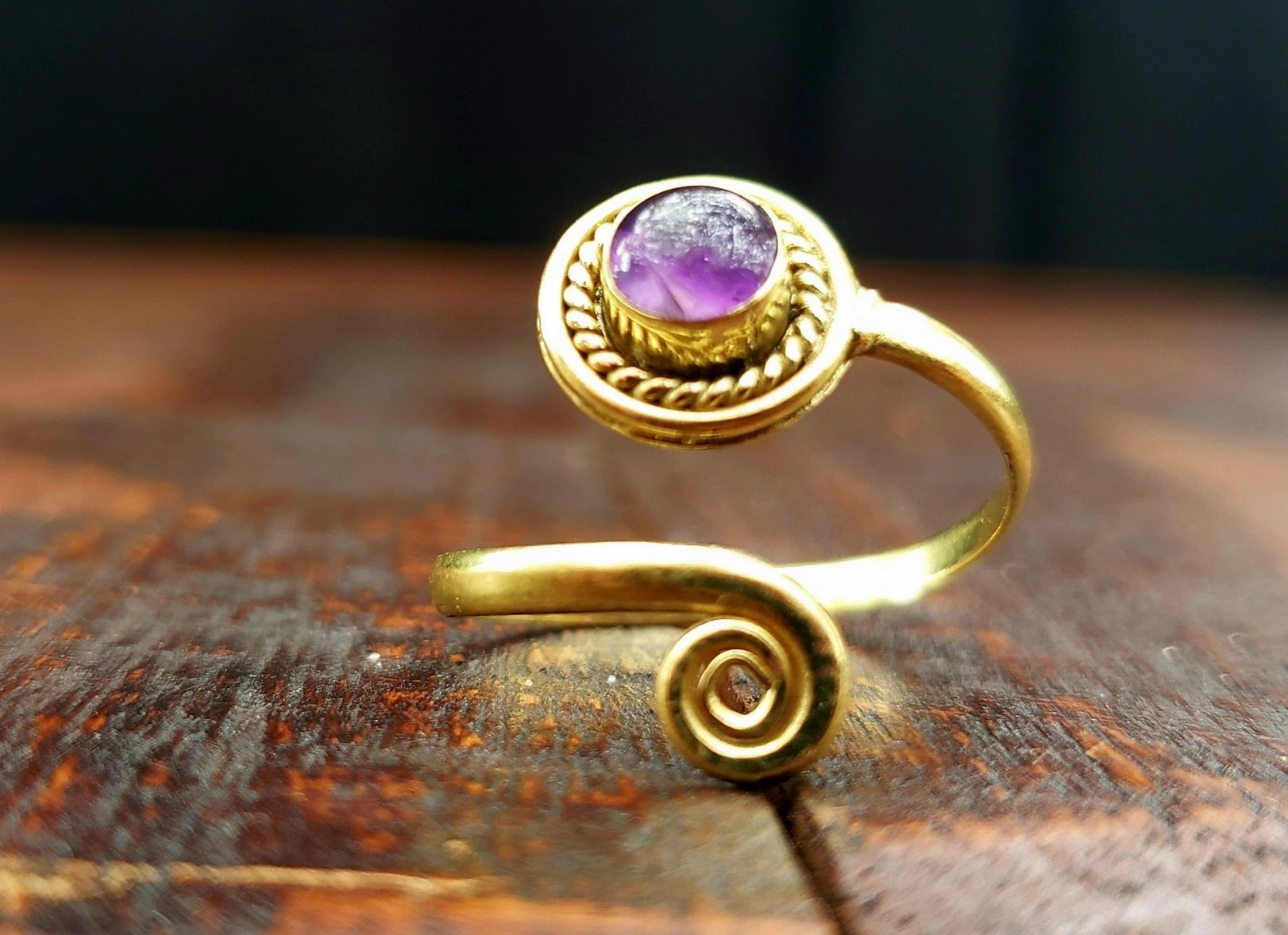 Adjustable Amethyst Ring