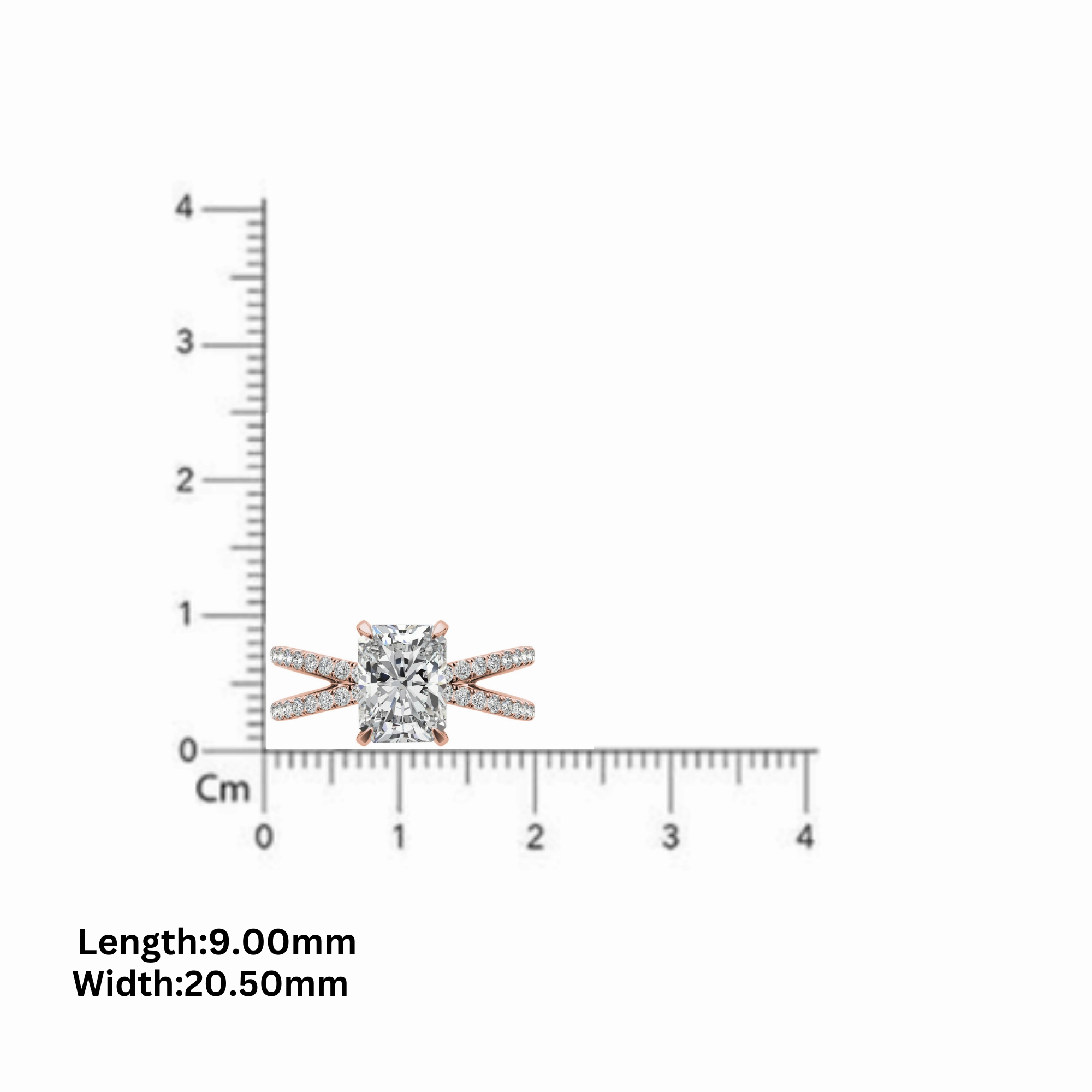 Adjustable Sterling Silver Radiant-Cut White Gold Split Shank Solitaire Ring – Perfect for Engagements