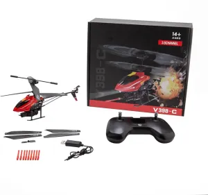 Aetheria WL V398-C RC Helicopter with Missile Launching & LED Lights, 2.4G 4CH Dual-Blade 6-Axis Military Aircraft for Adults Outdoor, Adjustable Left/Right Hand Throttle - RTF Version