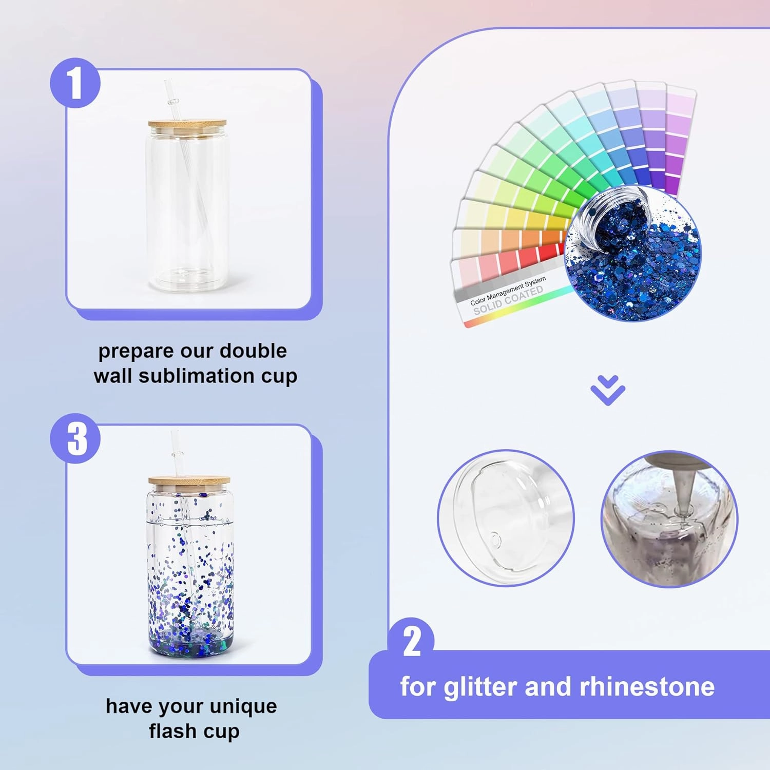 AGH 16OZ Snow Globe Glass Tumbler,4 Pack Sublimation Glass with Bamboo Lids and Straws, Double Wall Sublimation Beer Can Glasses Can Shaped Tumblers with Pre Drilled Hole for DIY