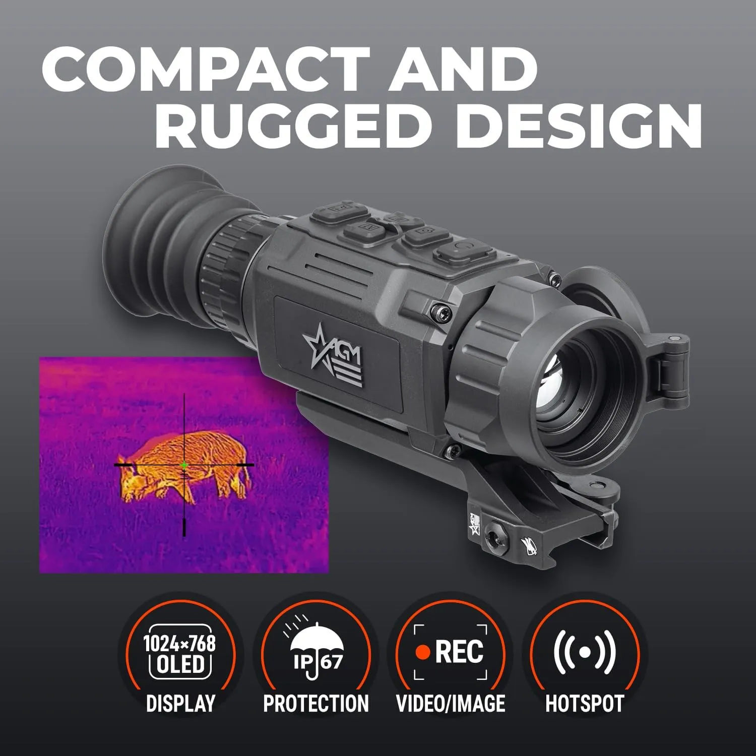 AGM Global Vision Rattler V2 Thermal Imaging Rifle Scope for Hunting. High Resolution Thermal Scope with High Sensitivity Thermal Optics IR Vision riflescope. Waterproof & Durable Design