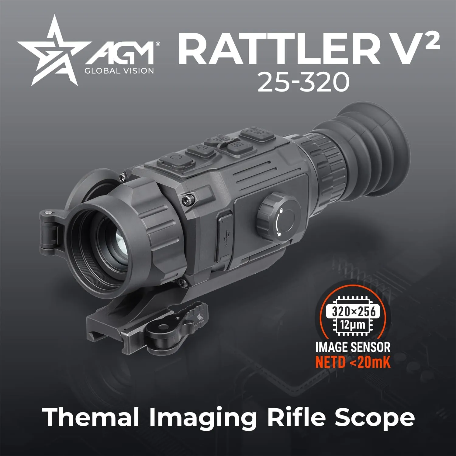 AGM Global Vision Rattler V2 Thermal Imaging Rifle Scope for Hunting. High Resolution Thermal Scope with High Sensitivity Thermal Optics IR Vision riflescope. Waterproof & Durable Design