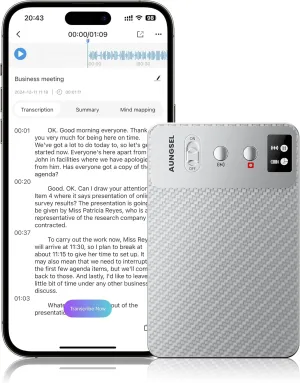 AI Voice Recorder, Transcribe & Summarize AI Audio Recorder, Support 121 Languages, 64GB Memory, Wireless Charging, App/Web Control, Digital Recording Device for Lectures, Meetings, Calls, Silver