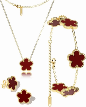 AICase Clover Jewelry Set,18K Gold Plated Lucky Clover Bracelet,Four Leaf Clover Necklace and Clover Earrings Fashion Jewelry Sets Gifts for Women/Mon