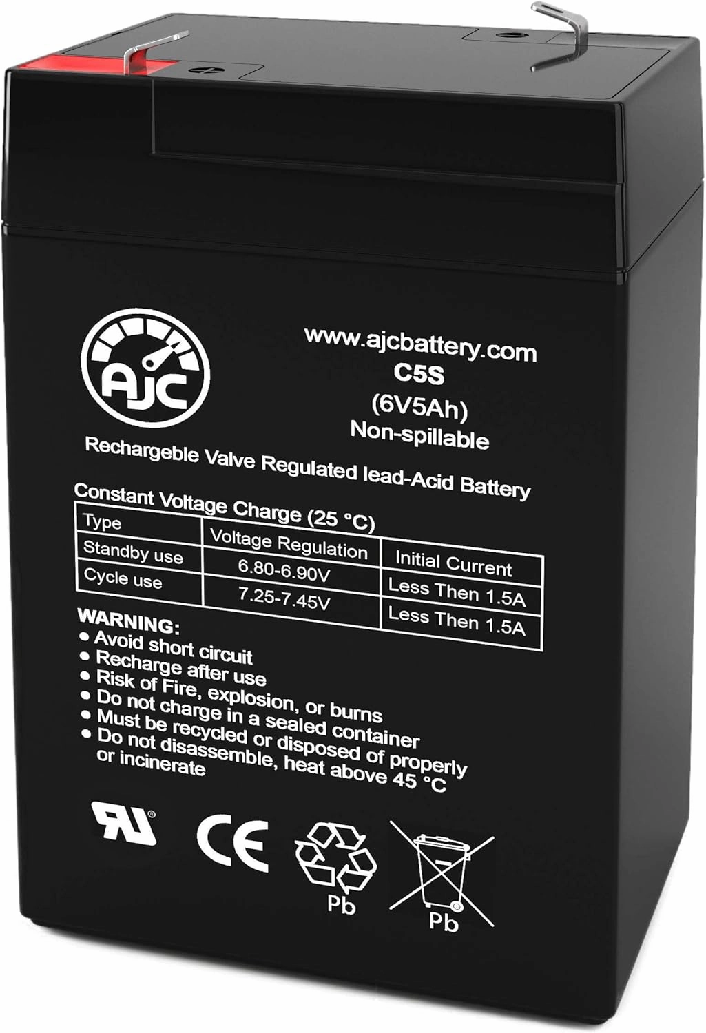 AJC Battery Compatible with Topbuy Mercedes Benz AMG GT Ride-On 472170 6V 5Ah Ride-On Toy Battery