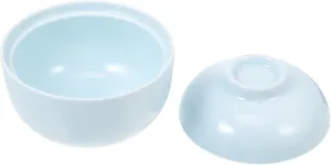 Alipis 1Pc Japanese Style Porcelain Soup Pot with Lid Multifunctional Rice Bowl Salad Bowl Dessert Dish Creative Egg Shaped Design for Home Kitchen Use