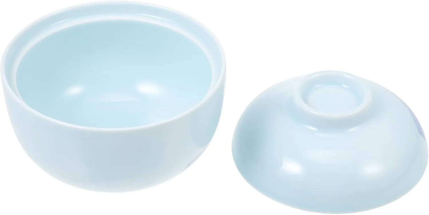 Alipis 1Pc Japanese Style Porcelain Soup Pot with Lid Multifunctional Rice Bowl Salad Bowl Dessert Dish Creative Egg Shaped Design for Home Kitchen Use