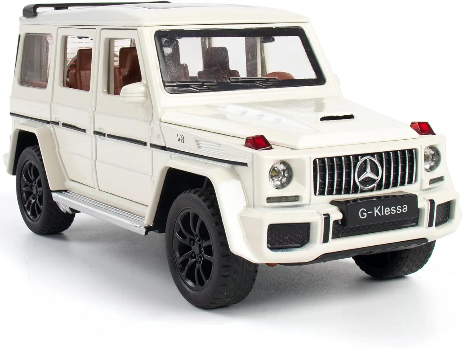 Alloy Collectible White Benz G63 AMG Toy Vehicle Pull Back Die-Cast Car Model with Lights and Sound