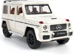 Alloy Collectible White Benz G63 AMG Toy Vehicle Pull Back Die-Cast Car Model with Lights and Sound