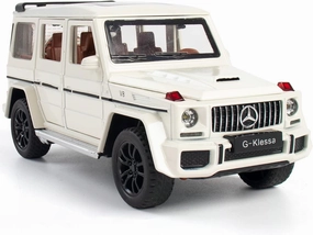 Alloy Collectible White Benz G63 AMG Toy Vehicle Pull Back Die-Cast Car Model with Lights and Sound