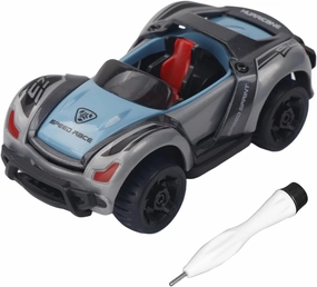 Alloy Pull Back Toy Car DIY Removable Car Pull Back Toy Car Manual Assembly Car Model Educational Toys WJC-07 KLX600-19 (Blue with Gray)