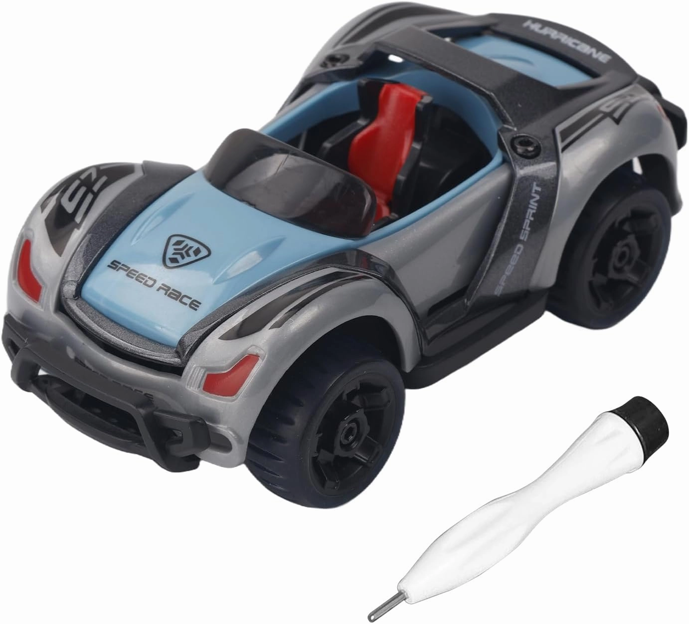 Alloy Pull Back Toy Car DIY Removable Car Pull Back Toy Car Manual Assembly Car Model Educational Toys WJC-07 KLX600-19 (Blue with Gray)