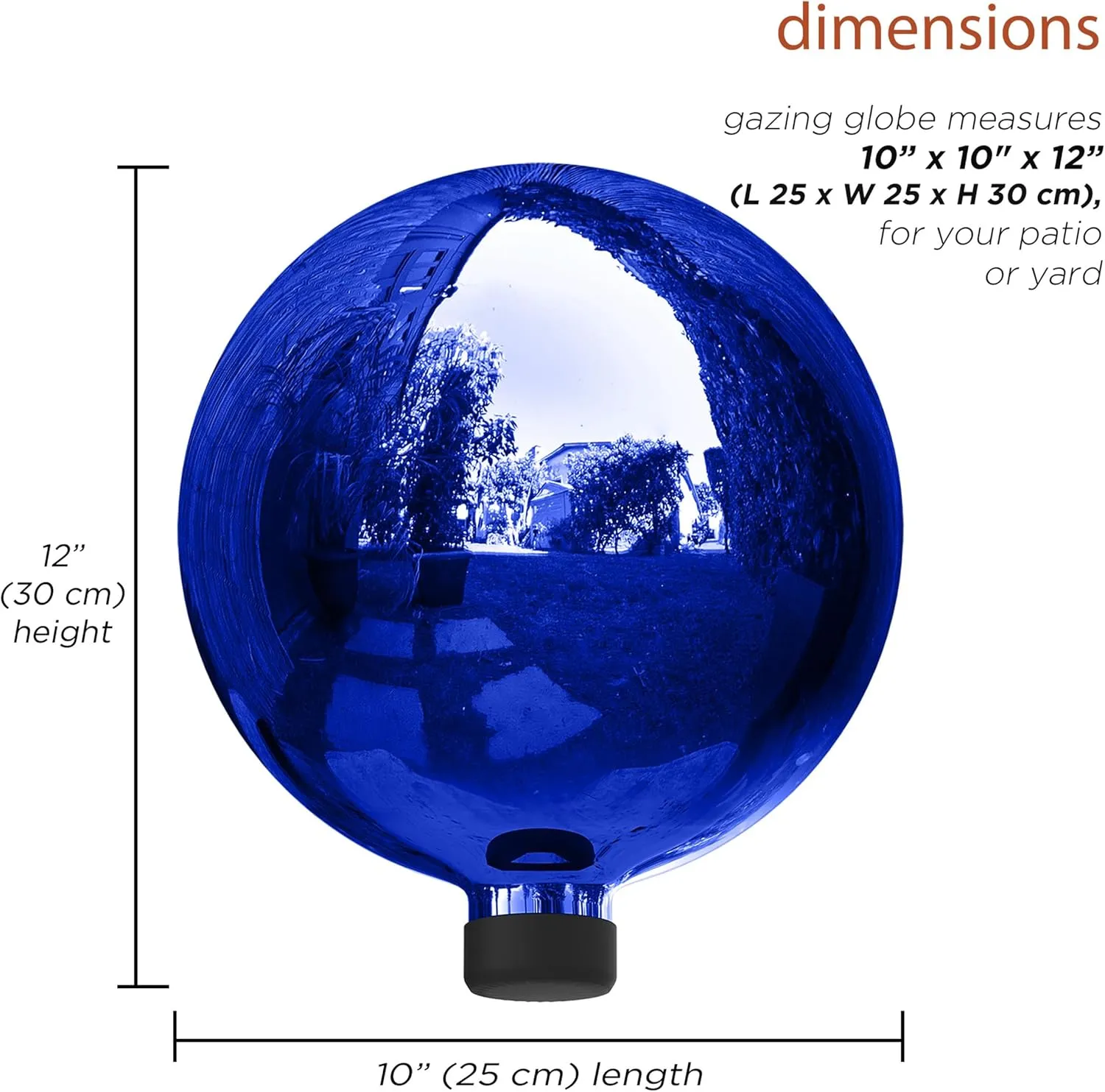 Alpine Corporation 10" Diameter Indoor Outdoor Glass Gazing Globe Festive Yard Decor, Blue
