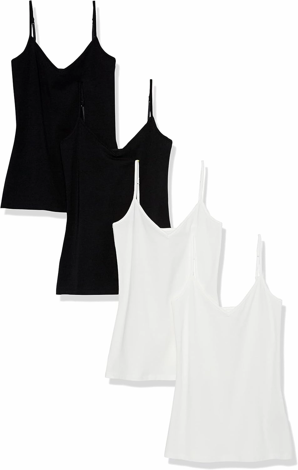 Amazon Essentials Women's Slim-Fit Knit V-Neck Layering Cami (Available in Plus Size), Pack of 4