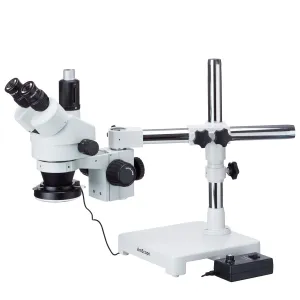 AmScope 3.5X-45X Boom Stand Trinocular Zoom Stereo Microscope with 144-LED Ring Light (SM-3TPX-144)