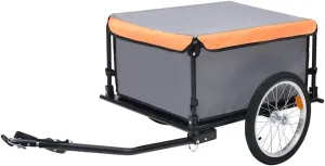and Durable Bike Trailer for Commuting and Touring, Easy Attachment, Reflective Safety Features, Gray and Orange