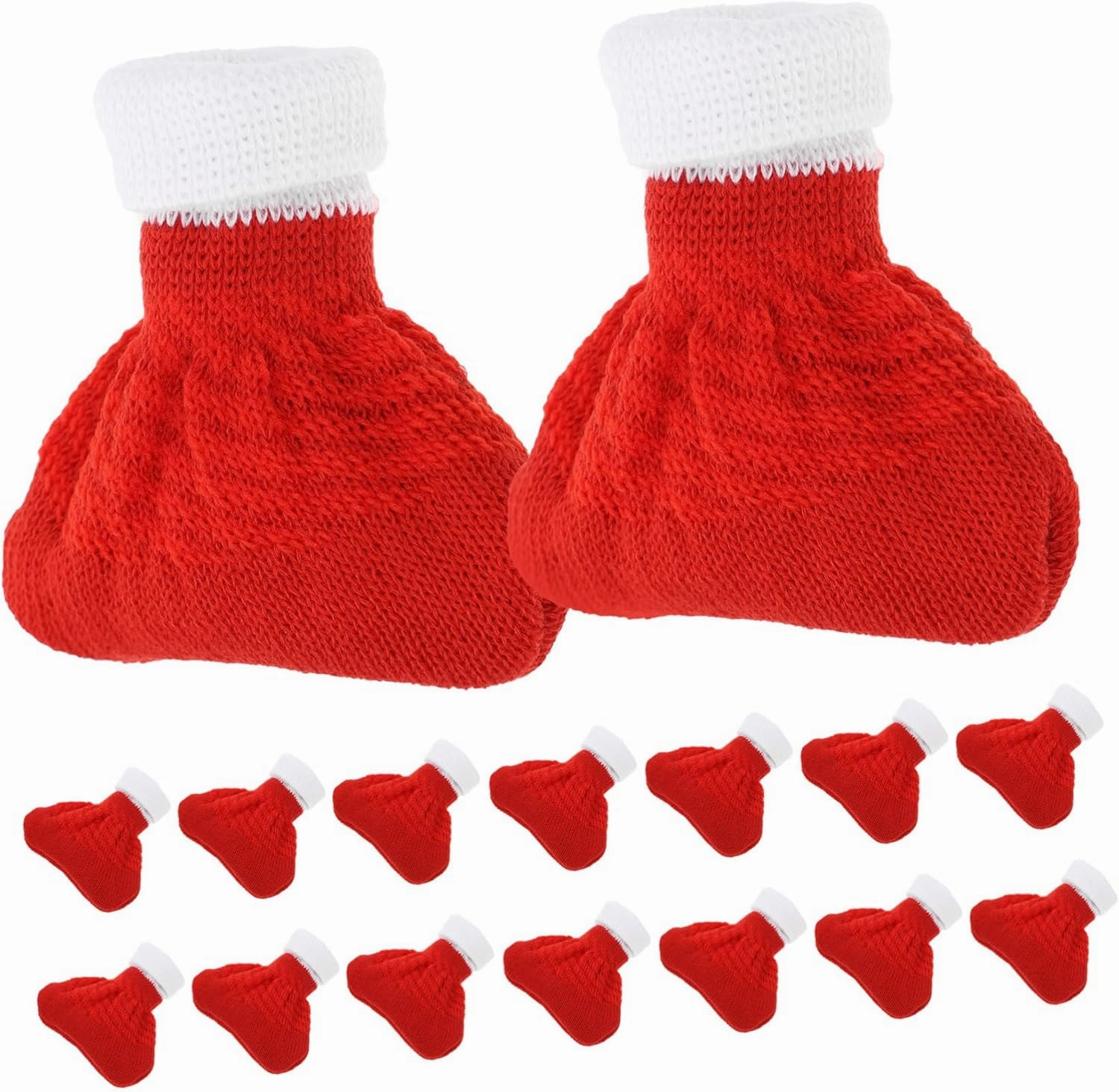 Angoily 16pcs Table and Chair Mats Sleeves Christmas Chair Leg Floor Protectors Protectors Decorations Protective Thick Cover Seat Covers Knit Xmas Furniture Leg Socks Red Polyester Cotton