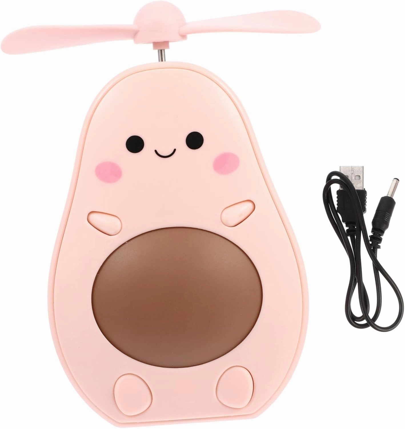 Angoily Avocado Shape Led Mirror Fan Rechargeable Compact Hand-held Makeup Travel Mirror