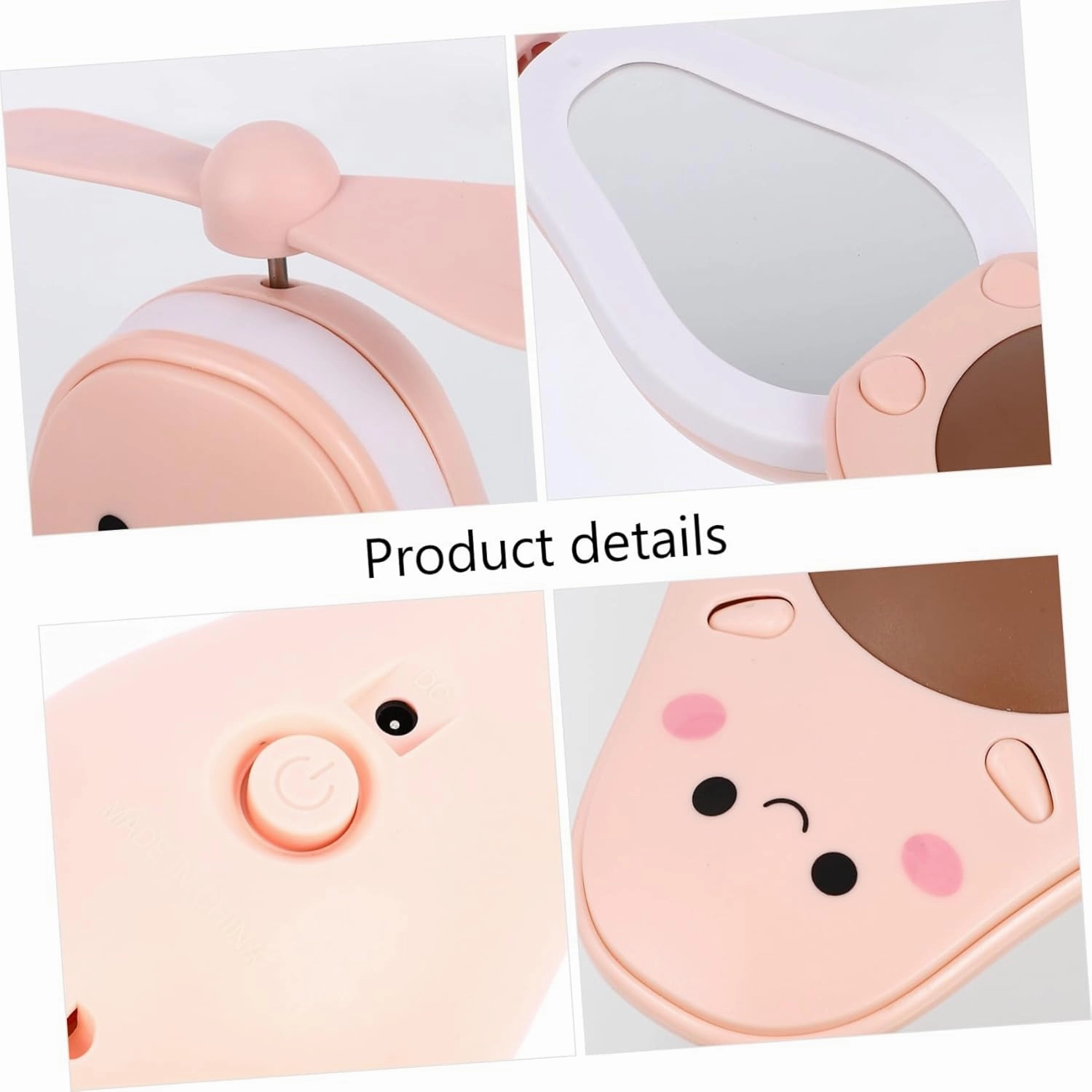 Angoily Avocado Shape Led Mirror Fan Rechargeable Compact Hand-held Makeup Travel Mirror
