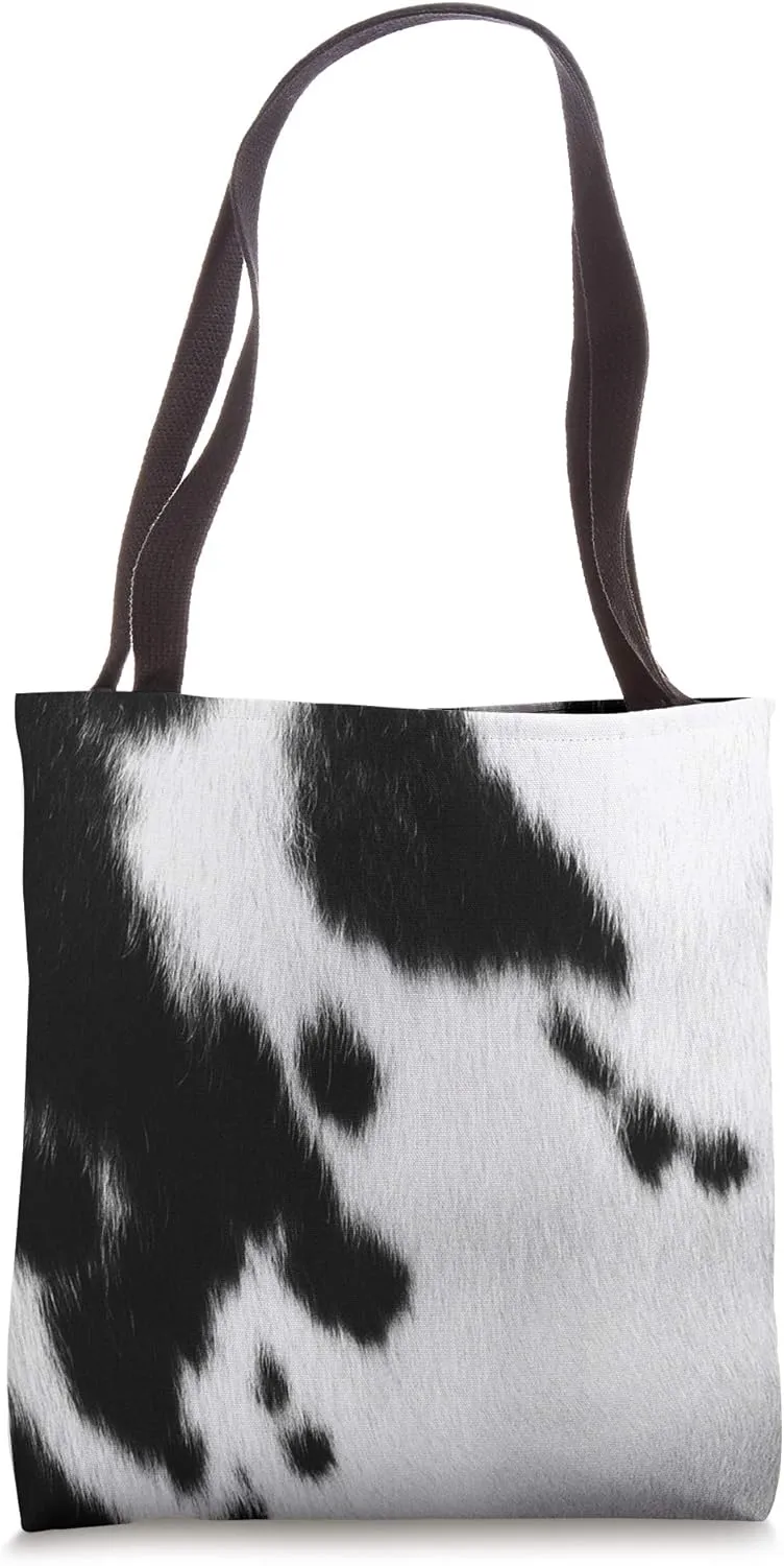 Animal Cow Print Spotted Black and White Zoo Pasture Tote Bag