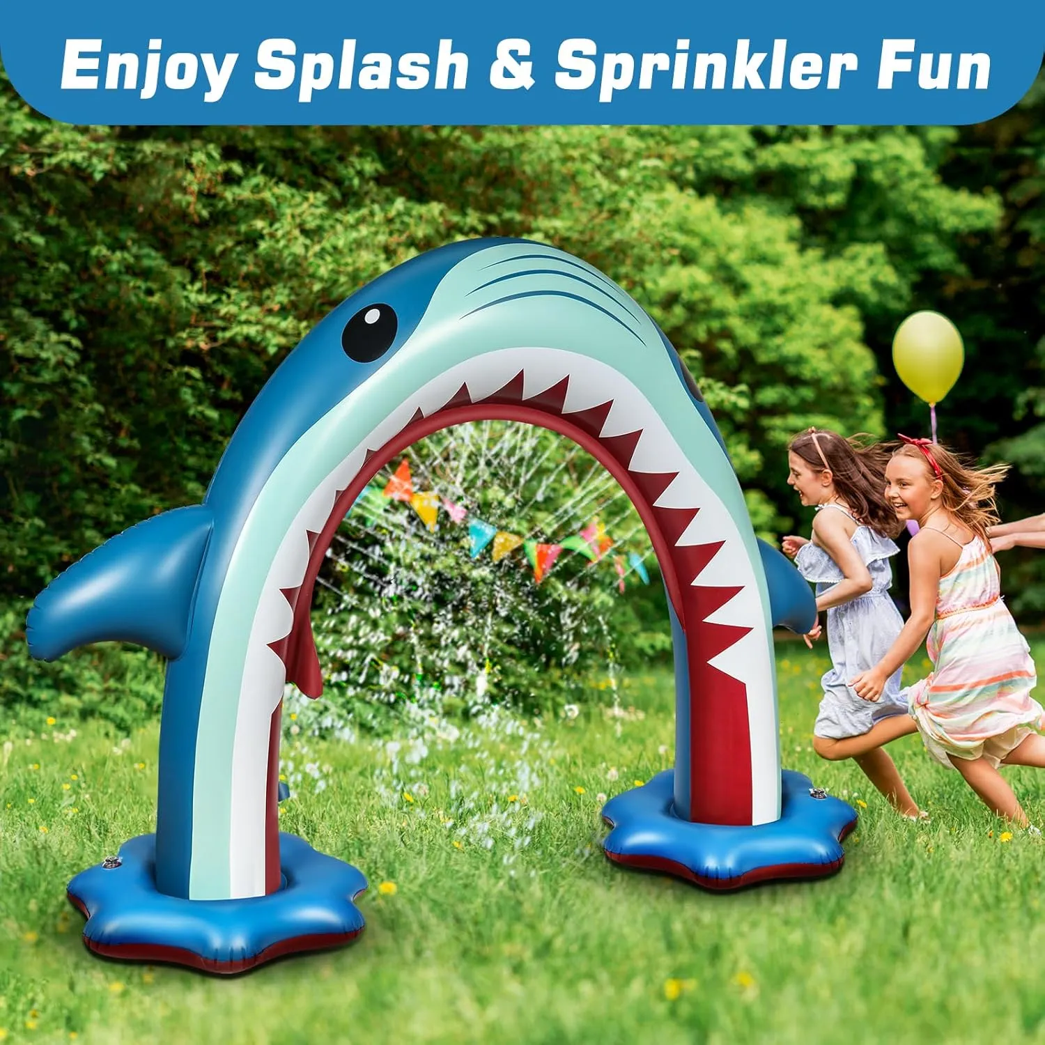 Anpro Giant Shark Sprinkler Kids Inflatable Water Toy Summer Outdoor Play Sprinkler