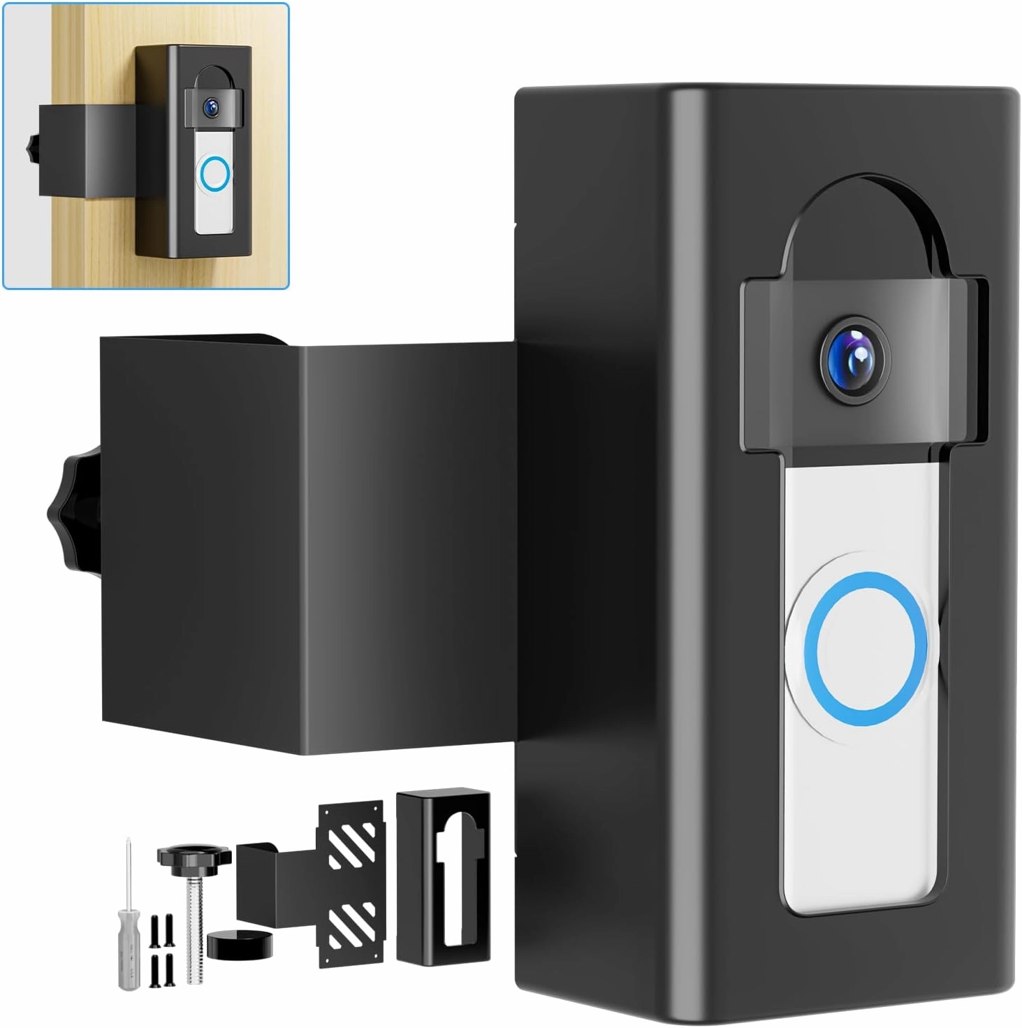 Anti-Theft Doorbell Mount Compatible with Ring/Blink Wireless Video Doorbell 4/3/3 Plus/2/1/(2020 Release), Adjustable No-Drill Mounting Bracket Wedge Adapter Holder Accessories