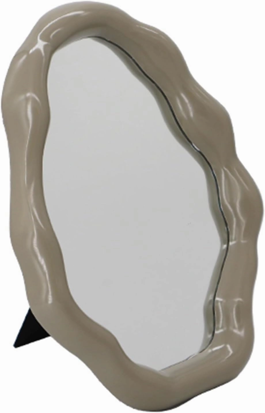 APLUSH 10.6 * 8.1in, Irregular Makeup Mirror, Tabletop Vanity Mirror Aesthetic Hanging Wall Mirror(Color:Brown)