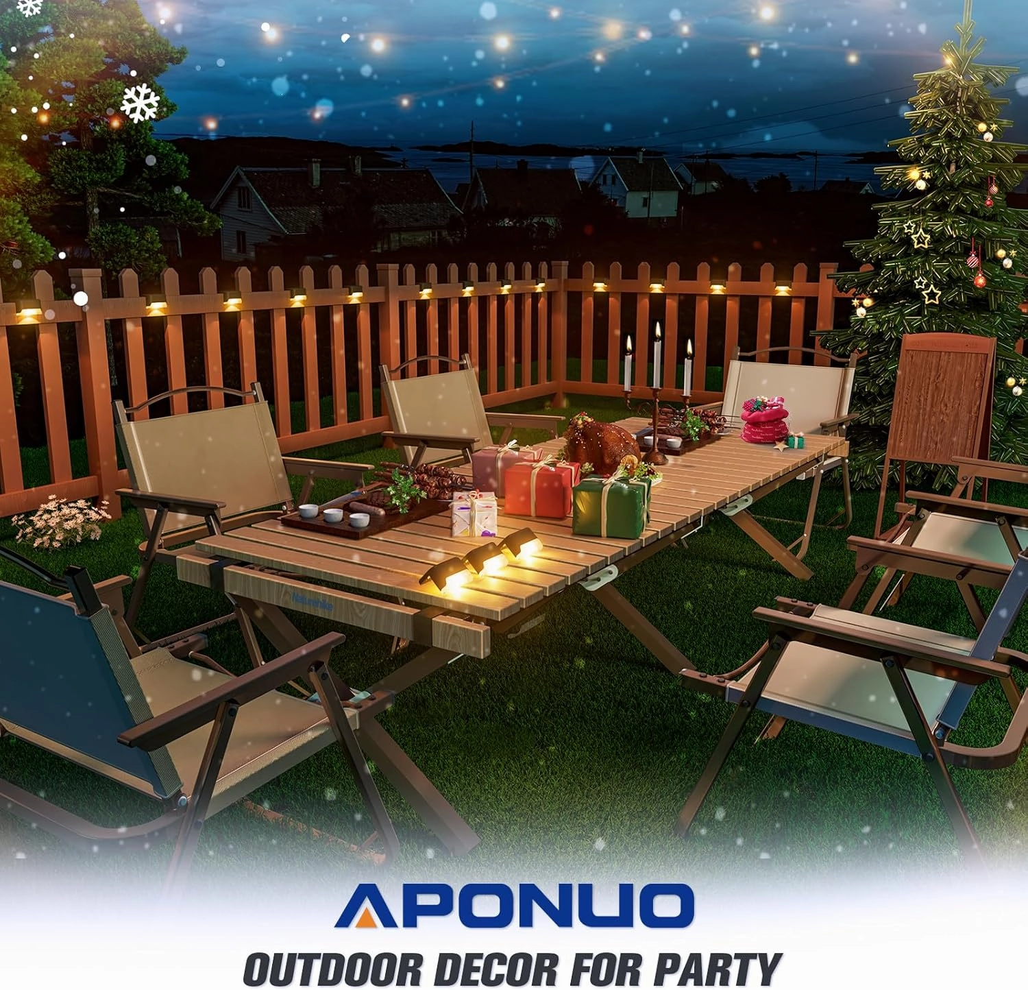 APONUO Solar Step Deck Fence Lights, Outdoor Waterproof Led, 1.77x3.14x1.73in, Black, Warm White, 16 Pcs, Path, Light, for Patio, Stairs, Garden Pathway, Step and Fences