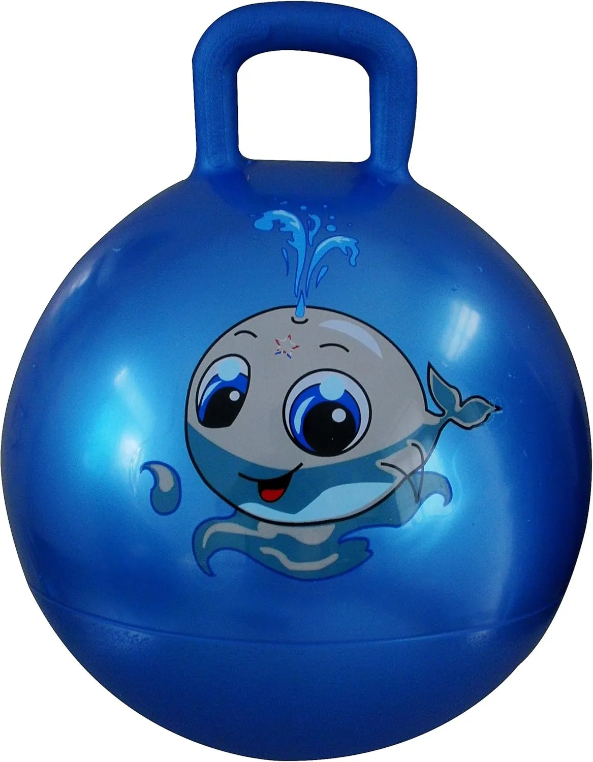 AppleRound Hippity Hoppity Hopball with Ball Pump, 18in/45cm Diameter for Age 3-7, Kangaroo Bouncer, Space Hopper Ball with Handle for Children, Printed Design (Whale)