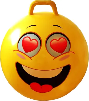 AppleRound Hippity Hoppity Jumping Ball with Pump, Bouncy Ball with Handle, 20in/50cm Diameter for Age 7-10, Kangaroo Bouncer, Space Hopper with Handle for Children, Printed Design (Heart)