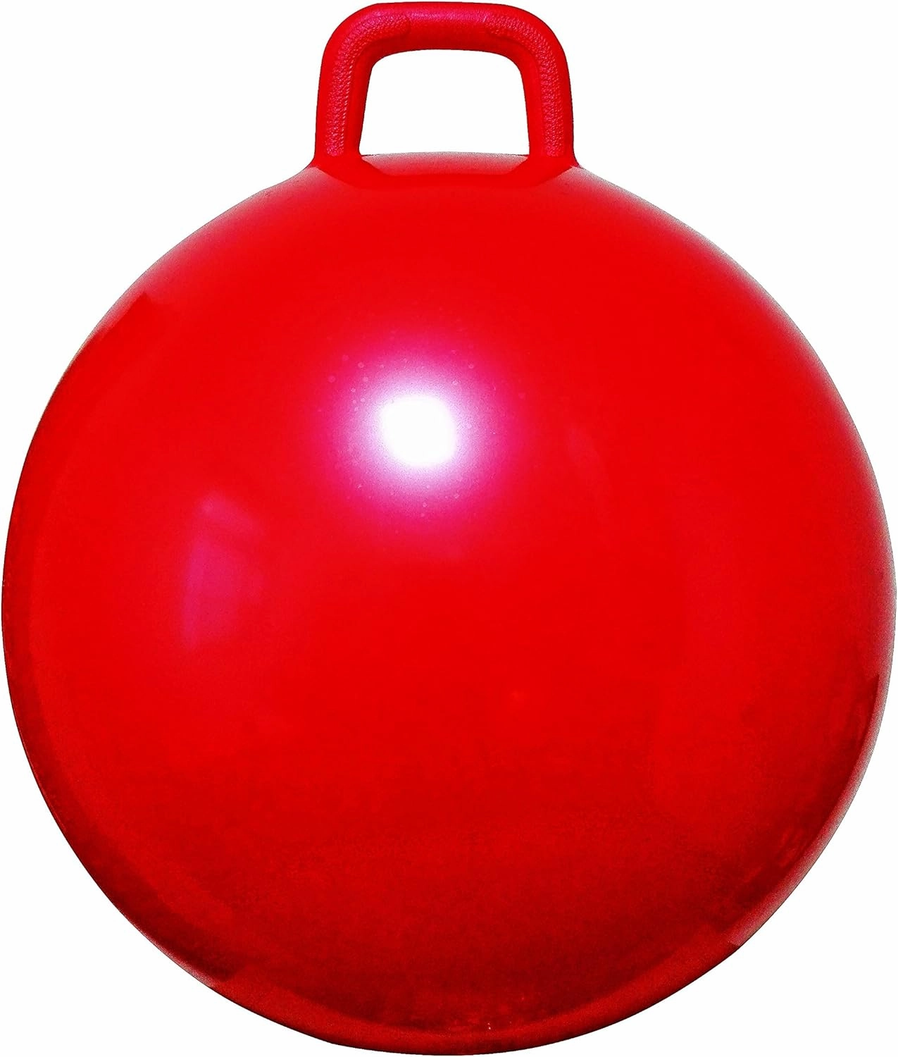 AppleRound Hippity Hoppity Jumping Ball with Pump, Bouncy Ball with Handle, 20in/50cm Diameter for Age 7-10, Kangaroo Bouncer, Space Hopper with Handle for Children, Plain Color (Red)