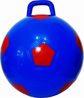 AppleRound Space Hopper Ball with Pump in Soccer Style, 15in / 38cm Diameter for Ages 3-6, Kangaroo Bouncer, Hoppity Hippity Hopball, Sit-on Bouncy Ball with Handle