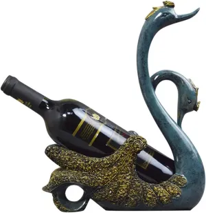 Art Statue - Desktop Decoration Figurine Sculpture, Swan Wine Holder Bottle Rack, Counter Top Storage Stand, Resin Swan Sculpture(B)