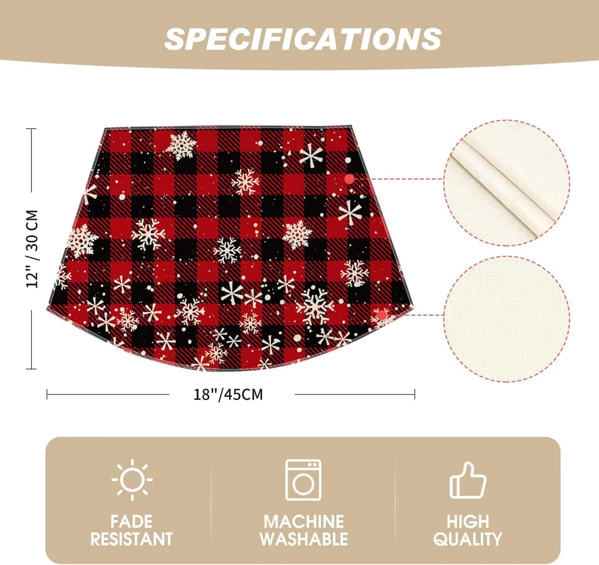 Artoid Mode Christmas Buffalo Plaid Wedge Placemats for Round Table Set of 6, Winter Seasonal Kitchen Dining Table Decoration for Indoor Party Home