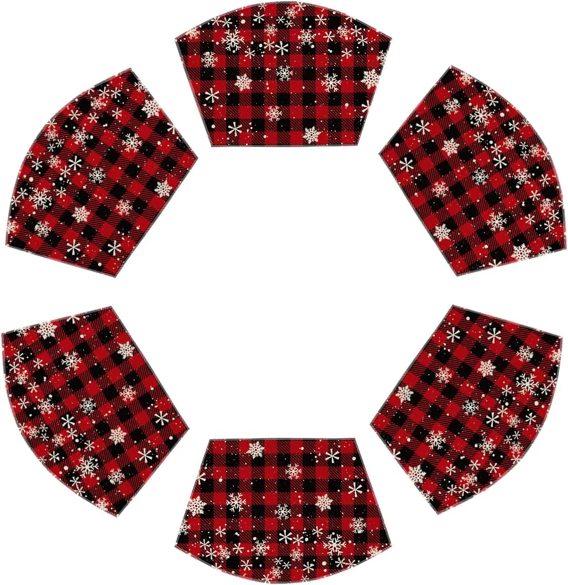 Artoid Mode Christmas Buffalo Plaid Wedge Placemats for Round Table Set of 6, Winter Seasonal Kitchen Dining Table Decoration for Indoor Party Home