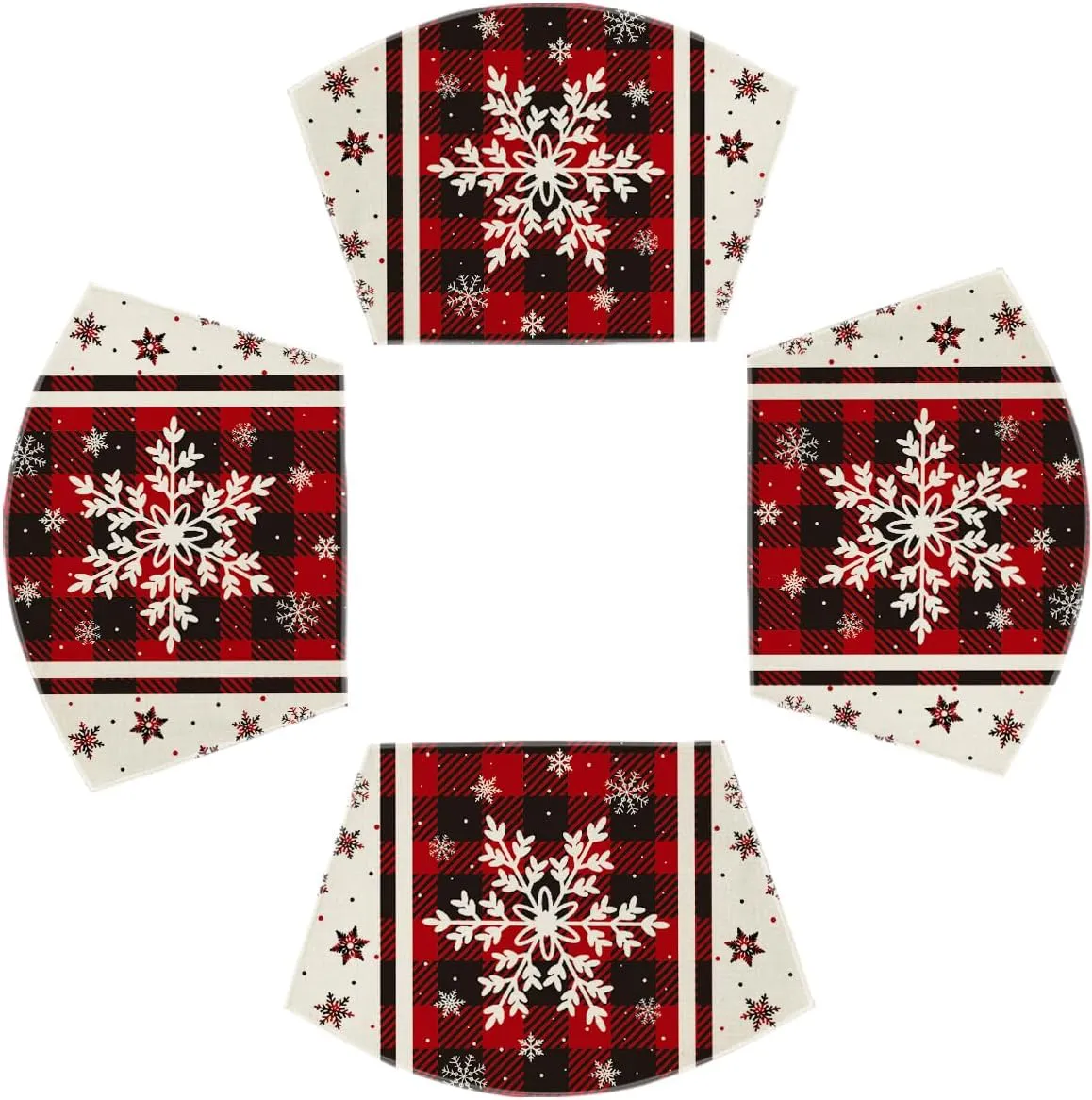 Artoid Mode Christmas Snowflakes Wedge Shape Placemats for Round Table Set of 4, Winter Winter Seasonal Kitchen Dining Table Decoration for Indoor Party Home