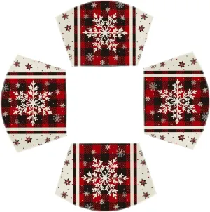 Artoid Mode Christmas Snowflakes Wedge Shape Placemats for Round Table Set of 4, Winter Winter Seasonal Kitchen Dining Table Decoration for Indoor Party Home