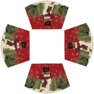 Artoid Mode Red Christmas Snowman Wedge Placemats for Round Table Set of 4, Winter Seasonal Kitchen Dining Table Decoration for Indoor Party Home