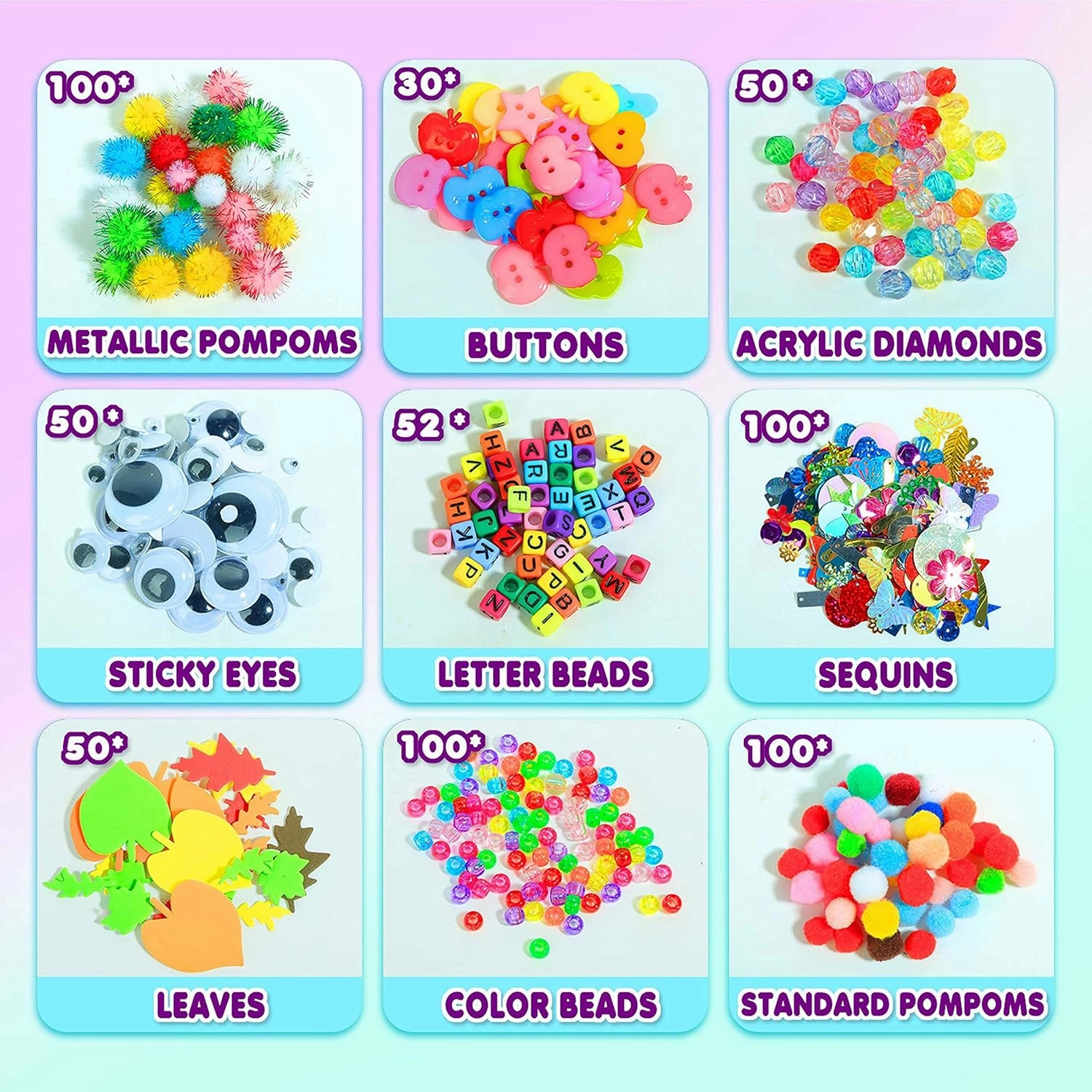 Arts Craft Supplies for Kids, 1000  PCS Toddler DIY Craft Art Supply Set Include Pipe Cleaners, Pom Poms, Storage Box, 2025 Christmas Holiday Gift for 4-12 Years Old Boys and Girls
