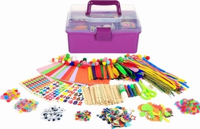 Arts Craft Supplies for Kids, 1000  PCS Toddler DIY Craft Art Supply Set Include Pipe Cleaners, Pom Poms, Storage Box, 2025 Christmas Holiday Gift for 4-12 Years Old Boys and Girls