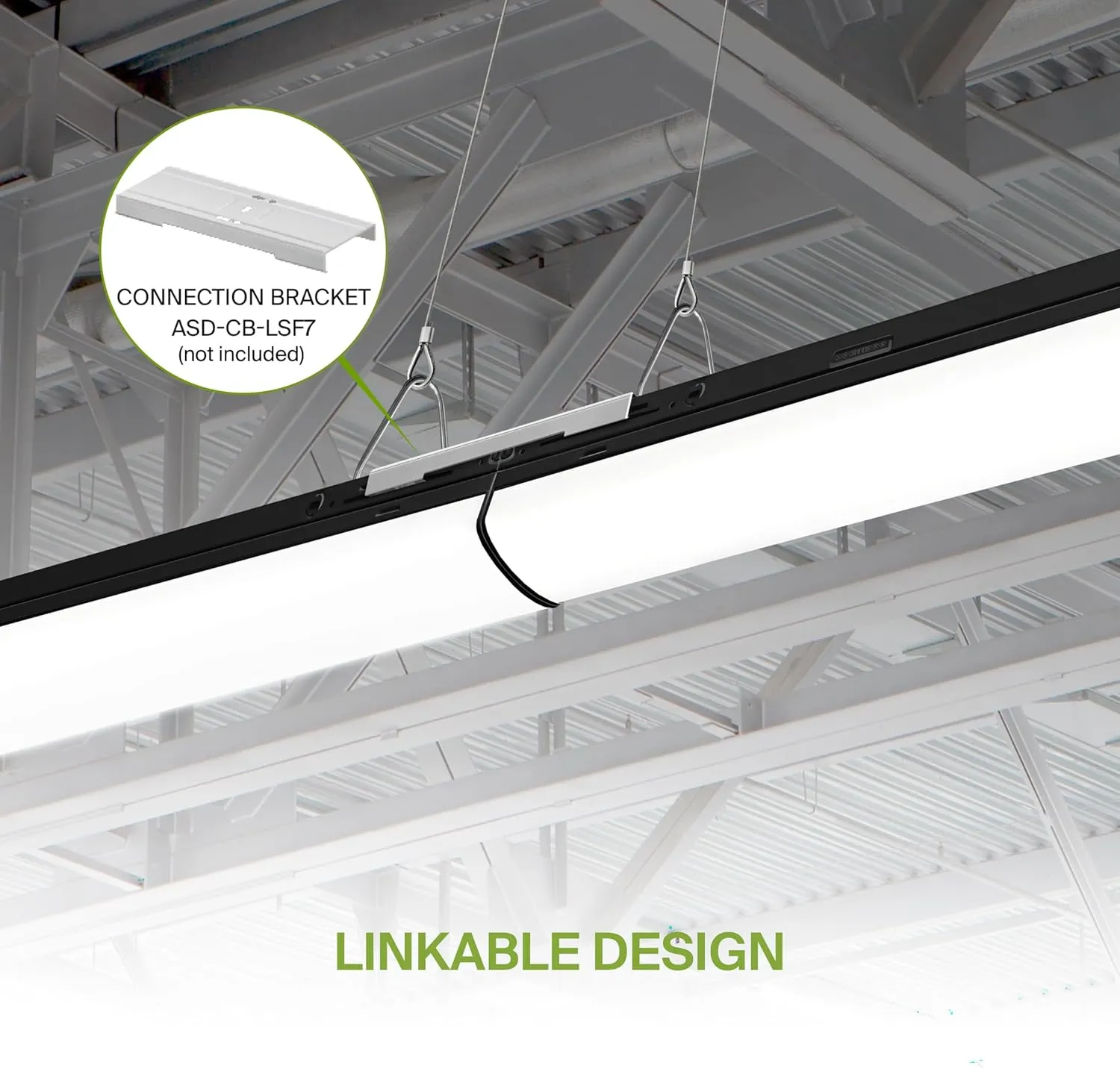ASD Black 4ft LED Linear Strip Light Fixture with Emergency Battery Backup & Q-Base | 25W-40W 120-277V 3500K-5000K Linkable Architectural LED Shop Light | UL DLC Stairwell Certified Luminaire