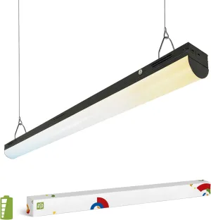 ASD Black 4ft LED Linear Strip Light Fixture with Emergency Battery Backup & Q-Base | 25W-40W 120-277V 3500K-5000K Linkable Architectural LED Shop Light | UL DLC Stairwell Certified Luminaire