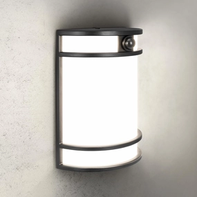 ASD 10 Inch LED Outdoor & Indoor Wall Mount Light Fixture with Motion Sensor - Black Wall Sconce Lighting - 15W 120-277V 3000K 4000K 5000K Adjustable Exterior Lights - Front Door & Patio - ETL