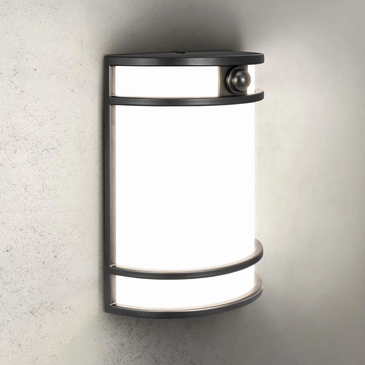 ASD 10 Inch LED Outdoor & Indoor Wall Mount Light Fixture with Motion Sensor - Black Wall Sconce Lighting - 15W 120-277V 3000K 4000K 5000K Adjustable Exterior Lights - Front Door & Patio - ETL